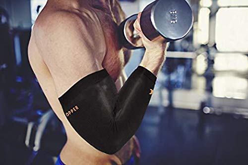 THX4COPPER Elbow Compression Sleeve(2 Pieces) - 1Copper Infused Support –Guaranteed Recovery Copper Elbow Brace-Idea for W...