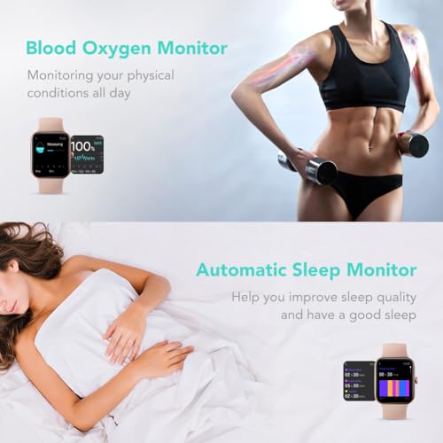 SKG Smart Watch for Women, Fitness Tracker with 5ATM Swimming Waterproof, Sleep Monitor, 1.7'' Touch Screen Smartwatch Fit...