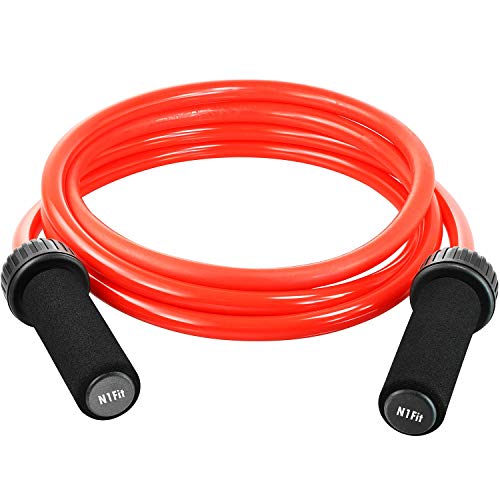 Weighted Jump Rope - (1.5LB) Solid PVC 12mm Diameter for Crossfit and Boxing - Heavy Jump Rope with Memory Non-Slip Cushio...