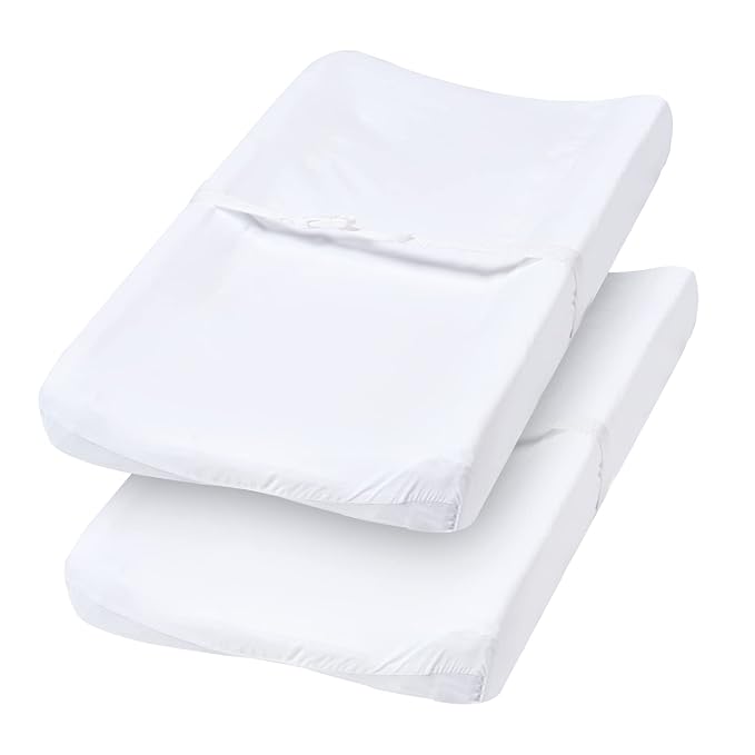 PHF Baby Changing Pad Covers for Boys Girls, 2 Pack Ultra Soft Breathable Microfiber Changing Pad Table Sheets for Most Baby Changing Pads, White & White