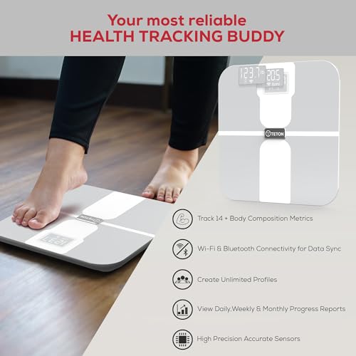 Smart Scale WiFi for Body Weight with ChatGPT Integration,Teton Digital Bathroom Scale Accurately Tracks 15 Body Metrics-B...