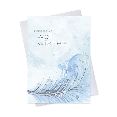 Get Well Soon Cards with Envelopes for Business & Family (Wisps of Feathers) Bulk 25 Pack of Thoughtfully Designed Recover...