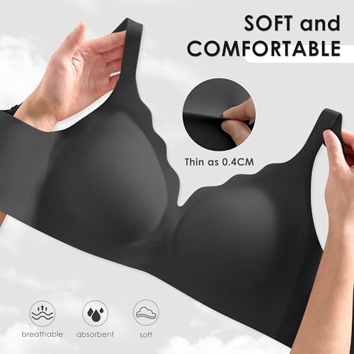 Seamless Wireless Bra for Women with Support - No Underwire Full Coverage Push Up Bras