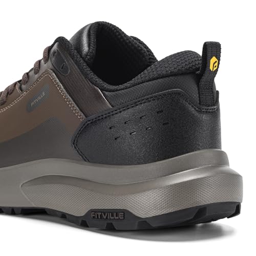 FitVille Wide Waterproof Shoes for Men Non Slip Outdoor Walking Shoes with Arch Support for Heel Pain Relief, Soft Toe Lo...