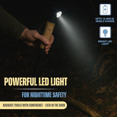 SmartstickX Collapsible Tactical Walking Stick with LED Light, USB Charging, Cork Grip, and Survival Tools – Aircraft Alum...