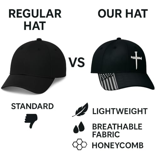 Adjustable Jesus 3 Nail Cross Hat with American Flag