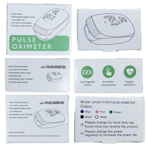 Rechargeable Pulse Oximeter Fingertip - Blood Oxygen Saturation Monitor With Accurate Fast SpO2 Reading Outdoor Sports Wid...