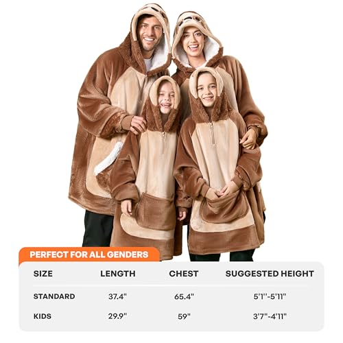 Giggling Getup Wearable Blanket Hoodie for Girls and Boys Sherpa Fleece Hooded Blanket Sweatshirt Warm Cozy Sherpa Wearabl...