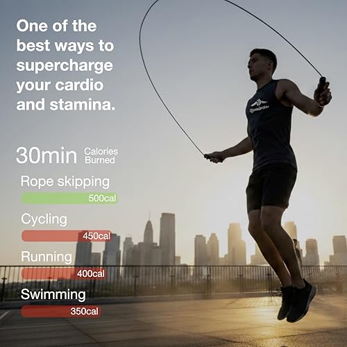 Romizzu Adjustable Jump Rope for Martial Arts & Fitness – Tangle-Free Cable, Ergonomic Foam Handles & Ball Bearings – Incl...