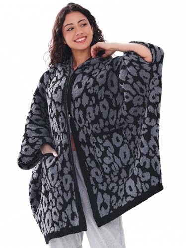 WDCOZY Wearable Blanket Hoodie Poncho Throw Comfy Soft Warm Cape Shawl Cozy Cloak Wrap Hooded with Sleeves For Women Adults