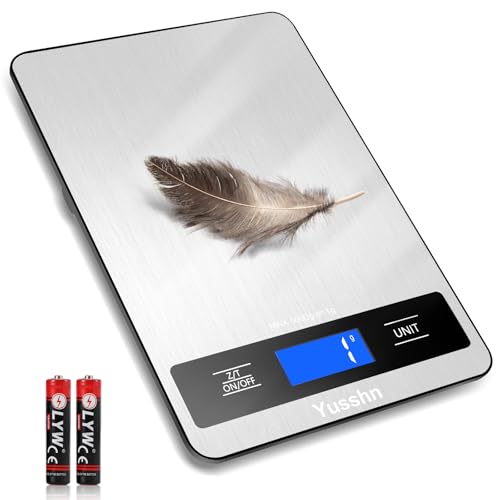 Food Scale, 11lb Kitchen Scale with 0.05oz/1g Precision, 6 Units Tare Function & LCD Display, Stainless Steel Digital Scal...