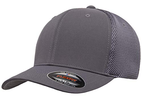 Flexfit Unisex Mesh Fitted 2-Tone Trucker Hat, Charcoal/Yellow, One Size