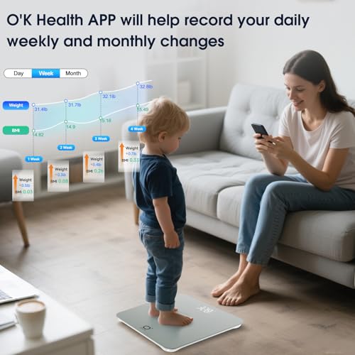 O'CARE Smart Scale for Body Weight and BMI Weighing,High Accuracy Digital Bathroom Scale with LED Large Display,Smart APP ...