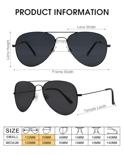 JOOX Polarized Aviator Sunglasses for Women Men, UV400 Protection Lens and Lightweight Metal Pilot Frame
