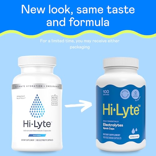 Hi-Lyte Unflavored Electrolyte Capsules - Hydration Support Supplement Tablets - Sodium, Potassium, Magnesium - 100 Servings