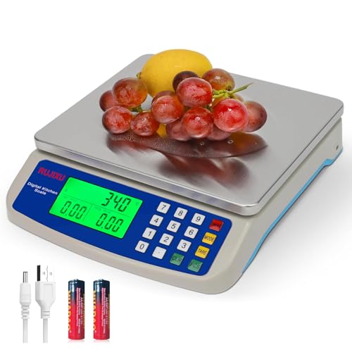 Large Digital Kitchen Scale 30KG Commercial Food Scale 66LB for Baking Bread Meat Stainless Steel Price Computing Scale LC...