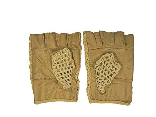 Mens Retro Crochet Cycling Gloves - British Tan