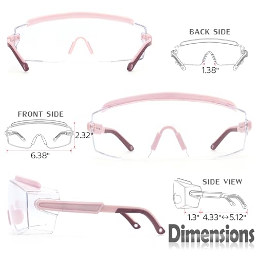 UKNOW Safety Goggles Over Glasses, Anti Fog Safety Glasses with Clear Wraparound Lens, ANSI Z87.1 Protective Eyewear
