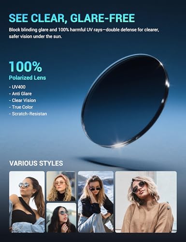 TIJN Polarized Sunglasses for Womens and Mens,Classic Square Frames Shades for UV Protection, Stylish and Trendy Sunnies