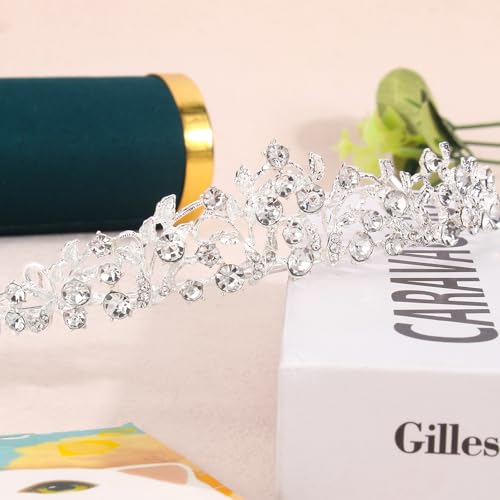 Aprince Silver Tiaras and Crowns for Women Wedding Tiaras for Bride Rhinestone Princess Crown for Women Hair Accessories f...