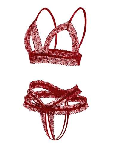 Avidlove Lace Lingerie Set for Women Sexy Cutout Matching Bra and Panty Sets 2 Piece Wireless Bralette Outfits S-XXL