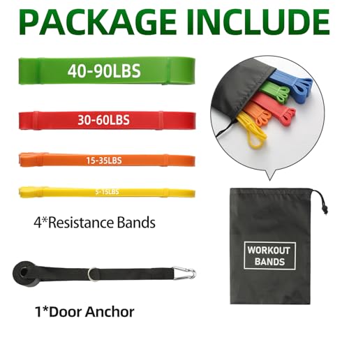 Resistance Bands for Working Out, Pull Up Assist Bands Set, Workout for Women and Men, Exercise Bands,Training, Plasticit...