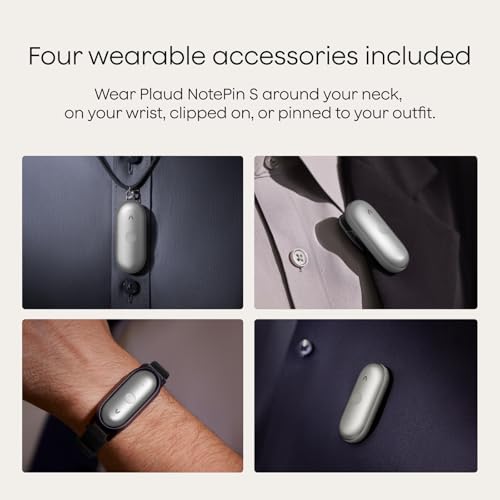Plaud NotePin S AI Voice Recorder, Wearable AI Notetaker, AI Transcribe & Summarize, Support 112 Languages, 64GB Memory, A...