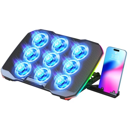 AIMIUZI Laptop Cooling Pad, Gaming Laptop Cooler with 9 Quiet Fans, Laptop Cooling Stand for 12-17 Inch, Laptop Computer F...