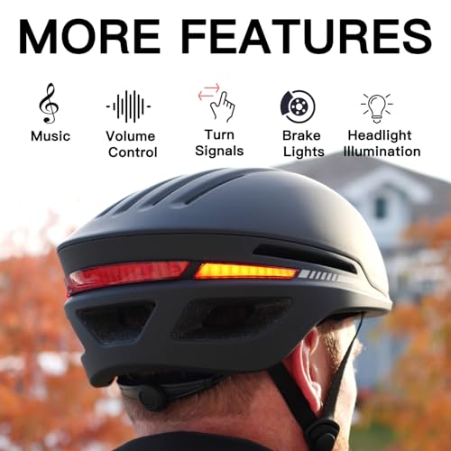 ASIEVIE Bike Helmet with Bluetooth, Smart Bike Helmet for Adults Men Women with Built-in Speakers, Auto Brake Blinker, Fro...