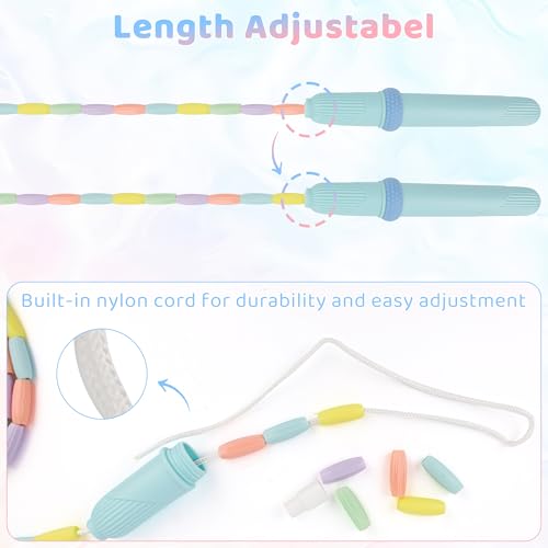 Coolrunner 9 FT Upgraded Kids Jump Rope, 2PC Soft Beaded Skipping Rope with Soft Anti-slip Handles, Adjustable Jumping Rop...