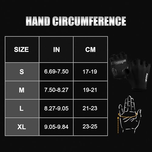 FITFIV Cycling Gloves for Men Women, Half-Finger for Bike, Gym, Weight Lifting, Workout, Riding, Outdoor Sports