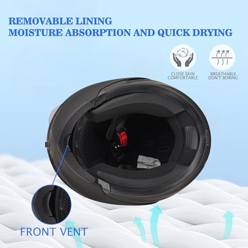 Bluetooth Motorcycle Helmet,Modular Motorcycle Helmet with Bluetooth,DOT Approved Dual Visor Full Face Flip up Bluetooth I...
