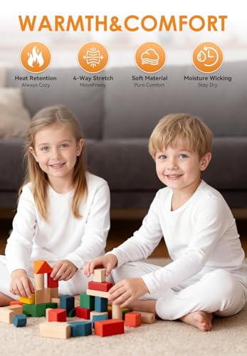 Zando Toddler Thermal Underwear Set for Kids - Winter Base Layer Long Johns for Boys Girls Long Underwear for Skiing 2-6T