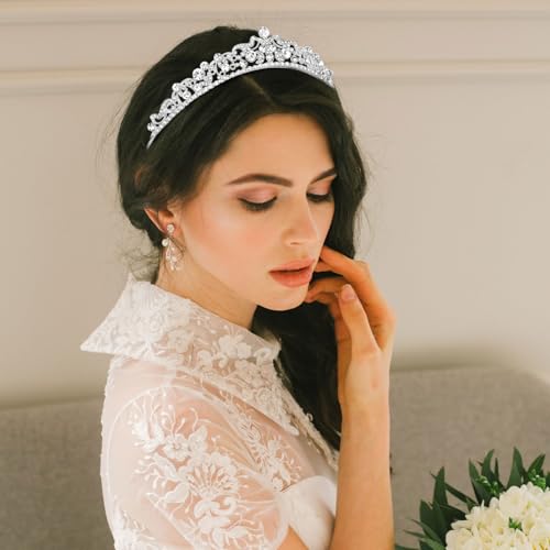 CIEHER Wedding Tiara Crowns for Women Rhinestone Princess Crown Bridal Headpiece for Flower Girl, Bride Hair Accessories f...