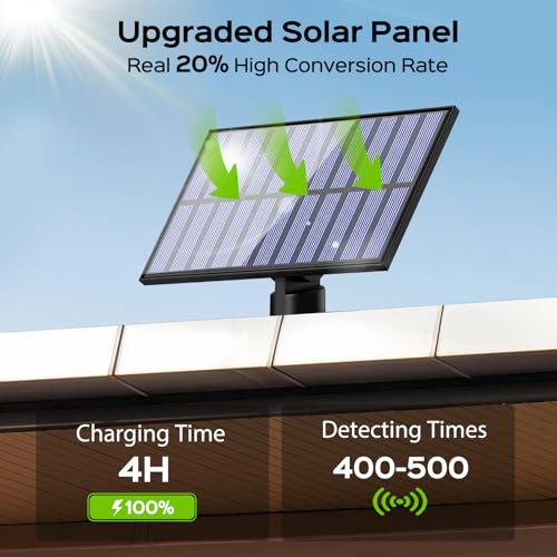 Adiding Solar Outdoor Lights, 202 LEDs Flood Lights with 16.4 ft Cable, Remote Control Solar Motion Sensor Outdoor Lights,...