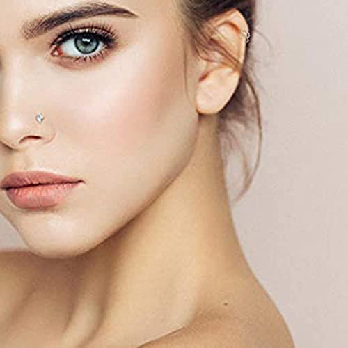 D.Bella 18G 20G Threadless Push in Nose Studs for Women Surgical Steel Straight Bar Nose Rings Studs 2mm 3mm 4mm Diamond CZ Nose