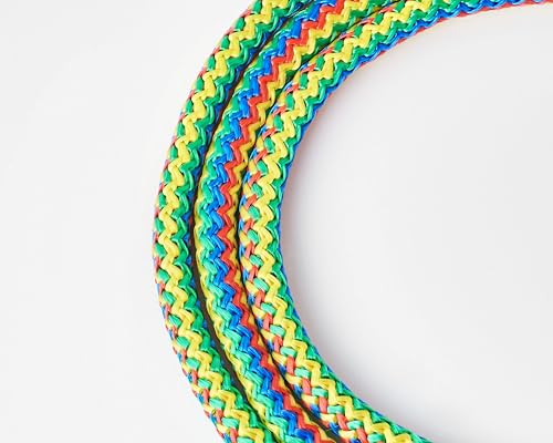 20FT LAON Korean Double Dutch Jump Rope, 20ft (6m) Long, Colorful Rainbow Braided Design Thick Rope with Non-Slip Handles,...
