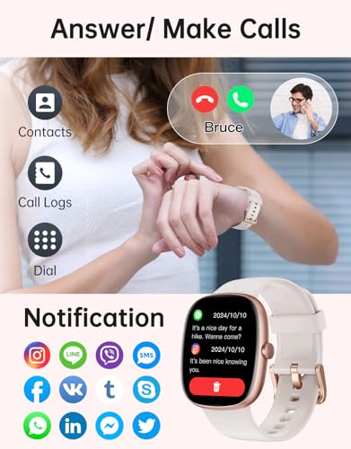 HUAKUA Smart Watches for Women Men Compatible with iPhone/Android Phones Answer/Make Calls, 1,85" HD Fitness Tracker with ...
