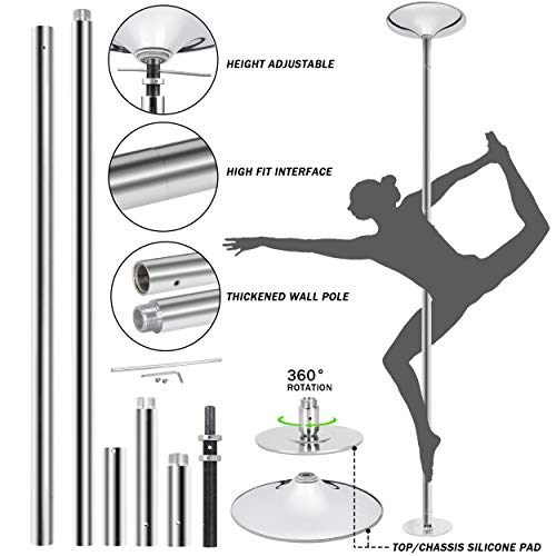 Professional Portable Dancing Pole Spinning Static Dance Pole Removable 45mm Dance Pole Kit for Home Exercise Gym Club Par...