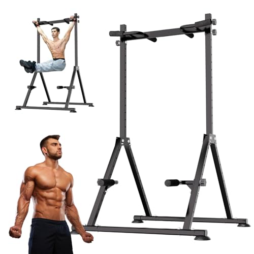 Tappio Folding Power Tower Dip Station Pull Up Bar, Multifunctional Pull Up Tower Adjustable Height, Triangular Structure ...