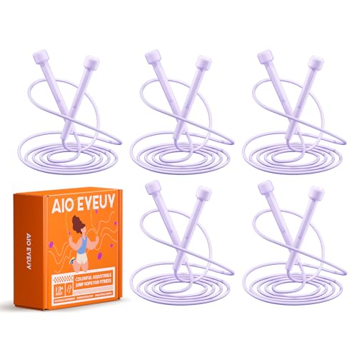 5 Pack Adjustable Jump Rope for Fitness and Exercise,Lightweight PVC Skipping Rope for Men,Women and Kids-Tangle-Free for ...
