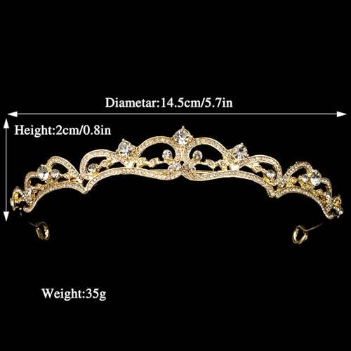 Vovii Gold Tiaras and Crowns for Women, Rhinestone Princess Crowns for Women Girls, Small Gold Tiara Crown Headband for Wo...