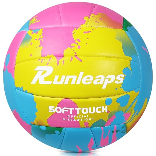 Runleaps Beach Volleyball Official Size 5 Soft Waterproof Volleyball Sand Sports PU Ball for Indoor, Outdoor, Pool, Gym, T...