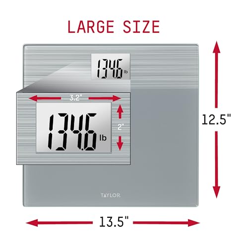 Taylor Digital Wide Platform Bathroom Scale, Scale for Body Weight, Weighing Machine, Battery Powered, Measures Weight up ...