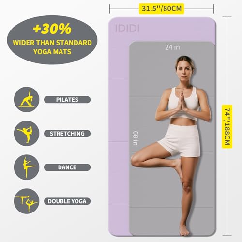 Foldable Yoga Mat Extra Thick & Large (74" x 31.5" x 0.32"), Double-Sided Non Slip & Lightweight Fitness Mat, 8mm Thick Wi...