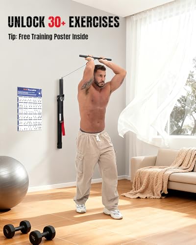 MARCHMARS Cable Machine Home Gym, Wall-Mount Exercise & Workout Equipment with Adjustable Resistance, Compact Fitness Equi...