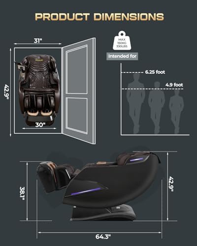 4D Massage Chairs Full Body,Zero Gravity SL-Track Shiatsu Massage Chair Recliner,Core Heating,20 Massage Techniques,Deep Y...