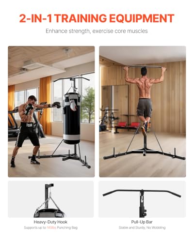 VEVOR Punching Bag Stand, Steel Heavy Duty Workout Training Equipment, Adjustable Height Boxing Punching Stand with Weight...