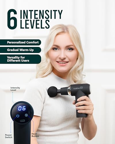 InClover Life Massage Gun with Detachable Extension Handle for Deep Tissue Muscle Massage – Handheld Back & Shoulder Percu...