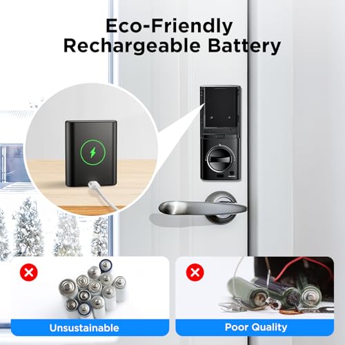 TCL D1 Pro Palm Vein Smart Lock, Keyless Entry Door Lock, Upgraded Rechargeable Battery, Front Door Smart deadboalt, App R...